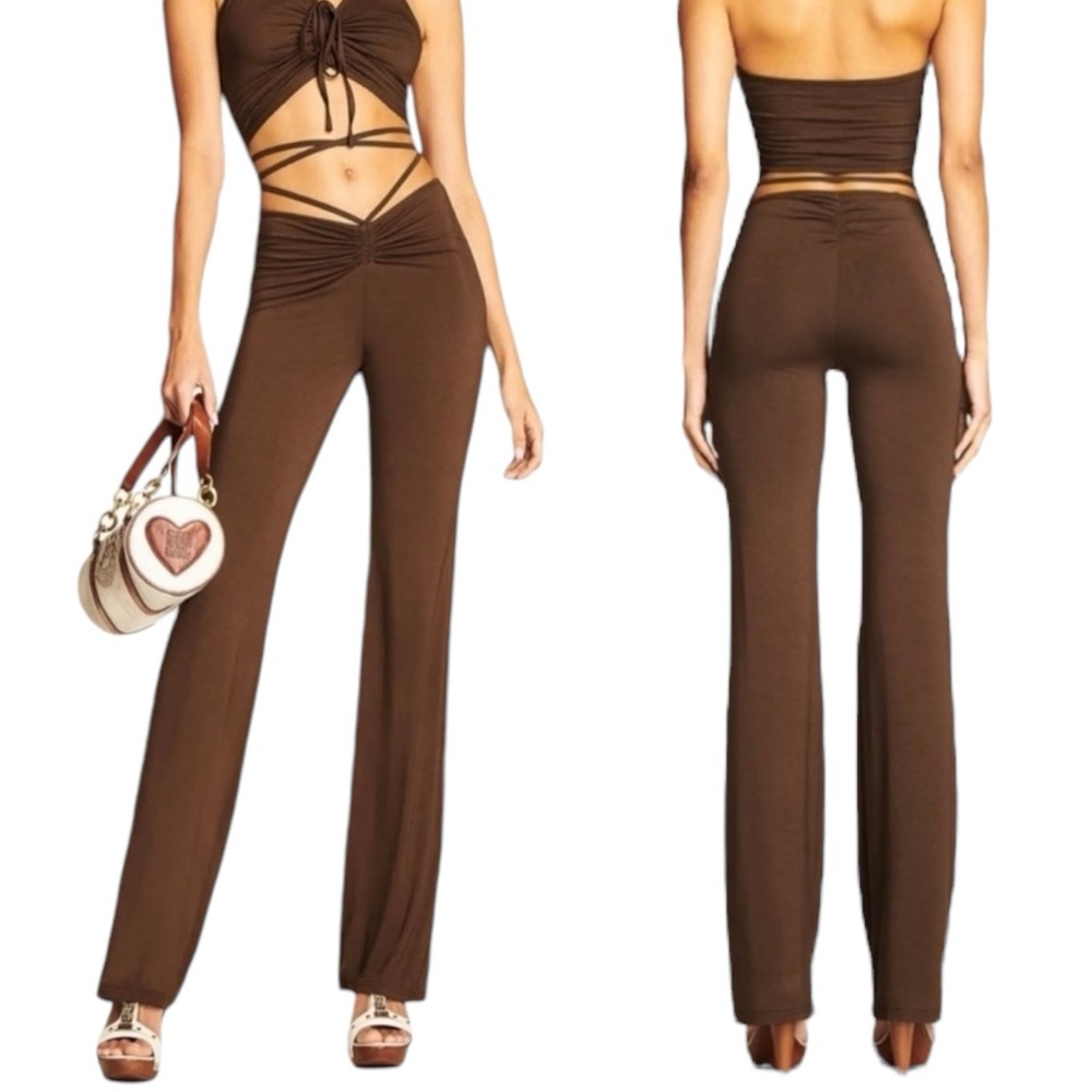 I.AM.GIA Halo Pant V‎ Front in Brown. Size XXS